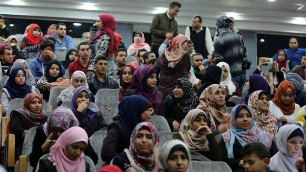 Spectators at Gaza Cinema session