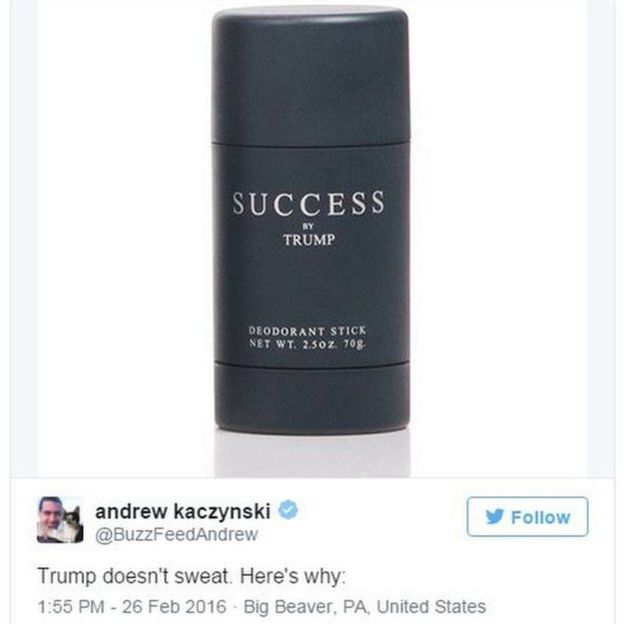 Andrew Kaczynski tweet about Trump deodorant