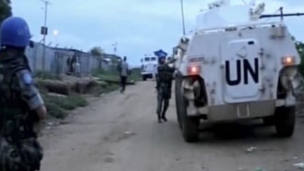 UN armoured personnel carrier in Juba