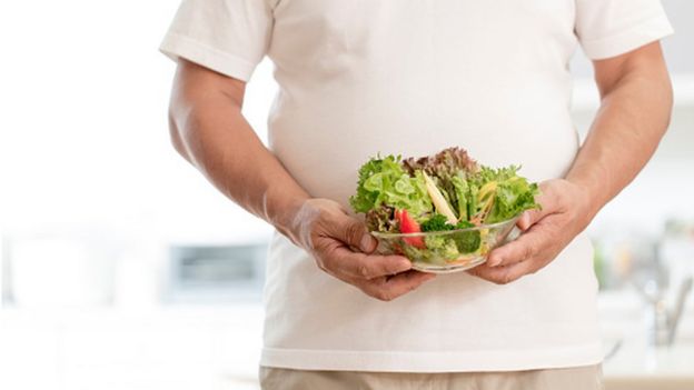 Eating a healthy salad