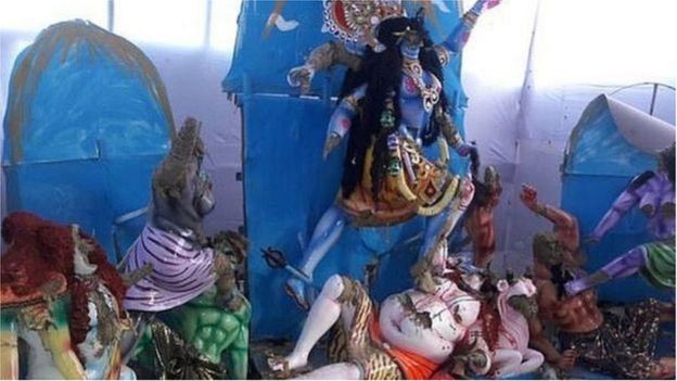 হামলায় নাসিরনগরের ক্ষতিগ্রস্ত মন্দির