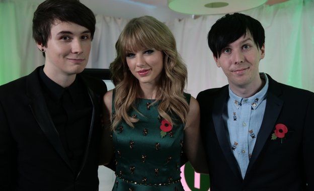 Dan and Phil with Taylor Swift