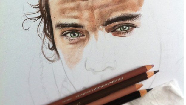 A teenager has quit school after his portraits of One Direction went viral.