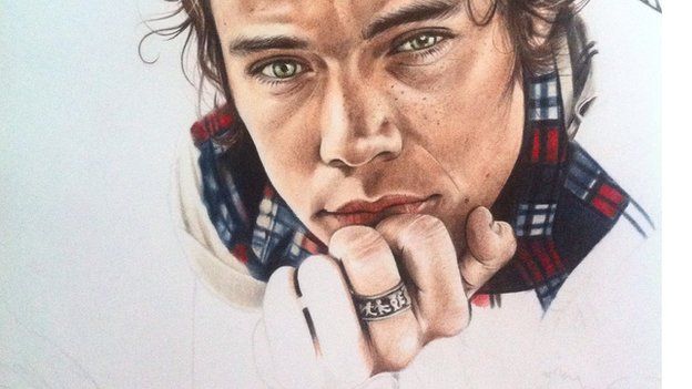 A teenager has quit school after his portraits of One Direction went viral.