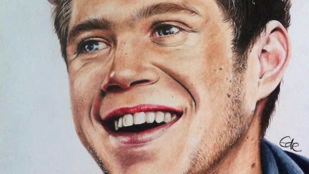 A teenager has quit school after his portraits of One Direction went viral.