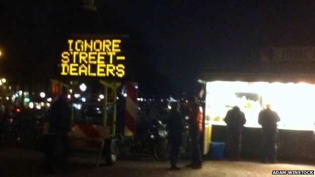 A sign greeting tourists in Amsterdam