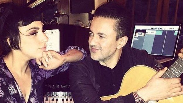 Lady Gaga and RedOne in studio