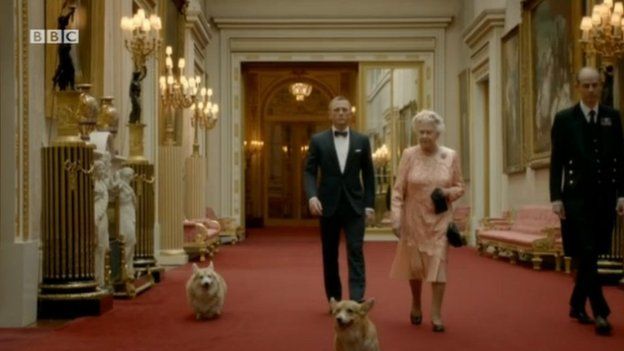 The Queen with James Bond in a sketch for the Olympics opening ceremony
