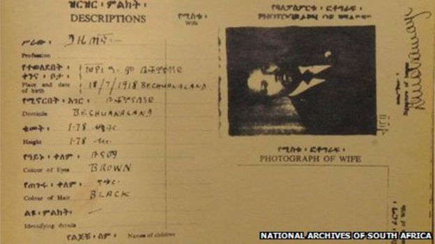 Nelson Mandela's fake passport under the alias of David Motsamayi