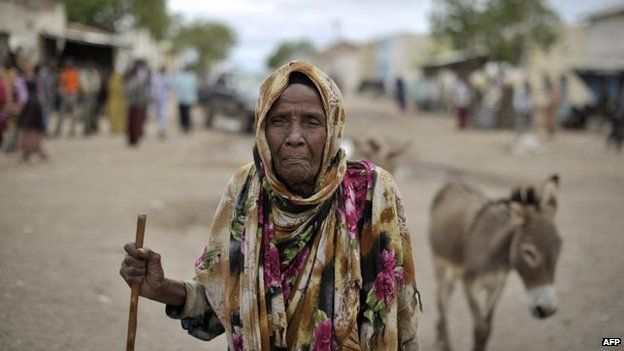 a Somali woman in Hudur on May 7, 2014 two months after the town was liberated from Al-Qaeda-linked Shebab rebels by the Ethiopian contingent of the African Union Mission in Somalia.