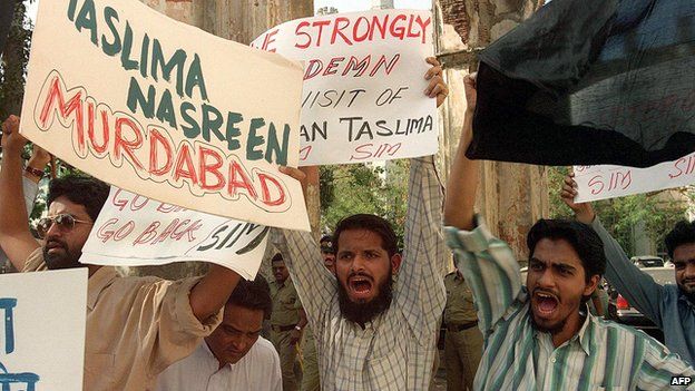 A Muslim protest in Mumbai in 2000 against Ms Nasreen's visit