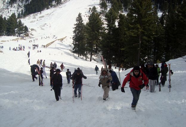 People on the ski slope in Swat