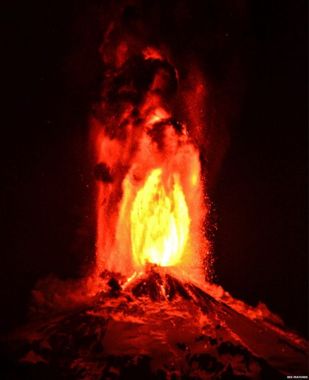Villarrica volcano erupting, Chile