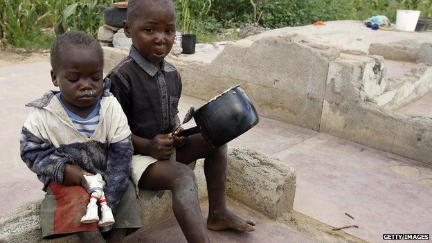 Children at a slum in Zimbabwe