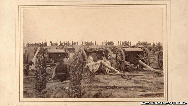 Cañones brasileños durante la Guerra de la Triple Alianza