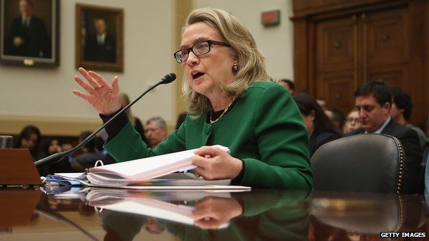 Hillary Clinton testifies at a congressional hearing on the Benghazi attacks.