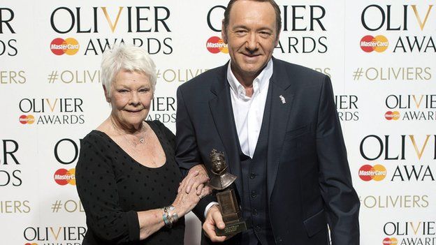Dame Judi Dench presented the the special award to Kevin Spacey for his 10-year tenure at the Old Vic