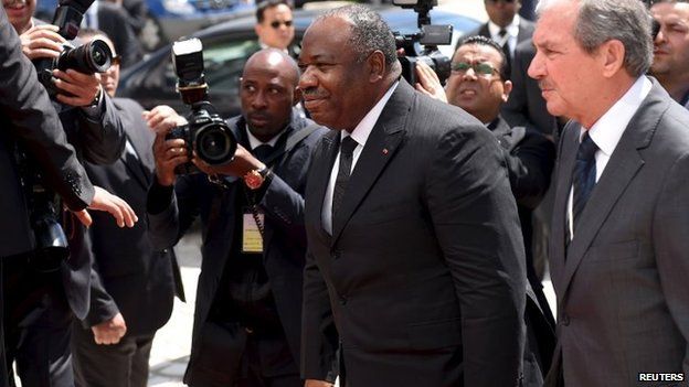 President of Gabon Ali Bongo Ondimba arrives in Tunis on 29 March 2015.