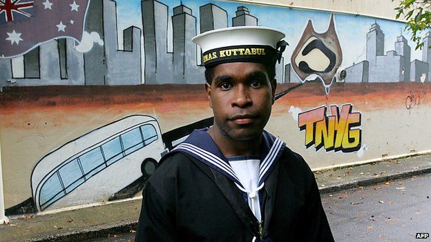 Aboriginal sailor on Anzac Day parade