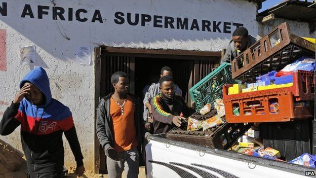 Ethiopian shop owners remove all their belongings from their shop after xenophobic violence in the area in Actonville, Johannesburg, South Africa, 16 April 2015