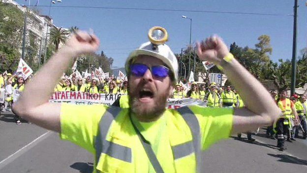 Mine workers protest in Athens