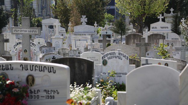 Graves from Armenian cemetery in Istanbul