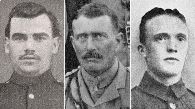 Image caption Pte William Kenealy, Maj Cuthbert Bromley and Cpl <b>John Elisha</b> <b>...</b> - _82483834_58bc20e4-71cc-483a-b380-4357149d2fde