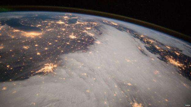 View from ISS of Great Lakes and Central US