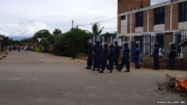 Police block streets in the capital Bujumbura