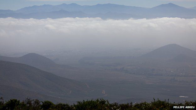 View of clouds in the Chilean hills