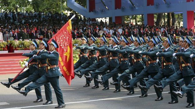Vietnamese Air Force takes part in a parade celebrating the 40th anniversary of the end of the Vietnam War which is also remembered as the fall of Saigon, in Ho Chi Minh City, Vietnam, Thursday, April 30, 2015.