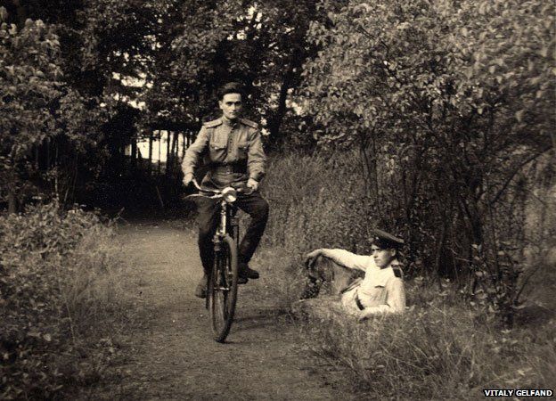 Vladimir Gelfand on his bicycle