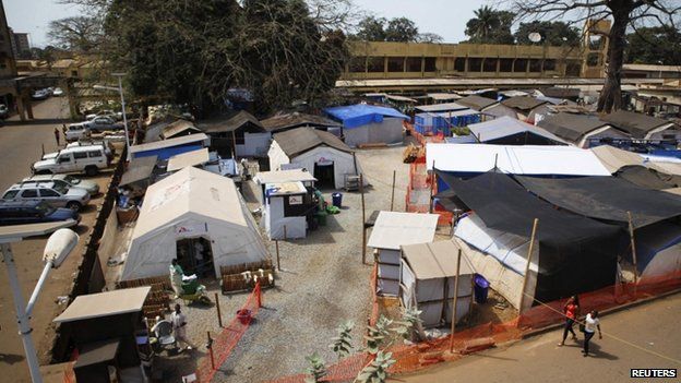 The Medecins Sans Frontieres Ebola treatment centre in the grounds of Donka Hospital, Guinea