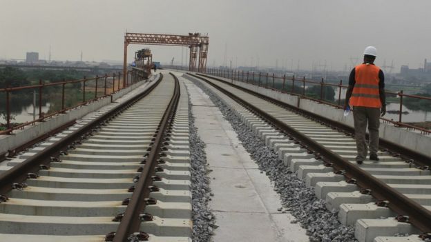 A newly built railway track in Lagos, Nigeria