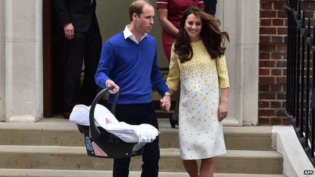 Duke and Duchess of Cambridge leave Lindo Wing of St Mary's Hospital with their newly-born baby daughter
