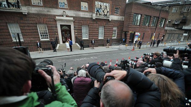 Photographers outside the Lindo Wing