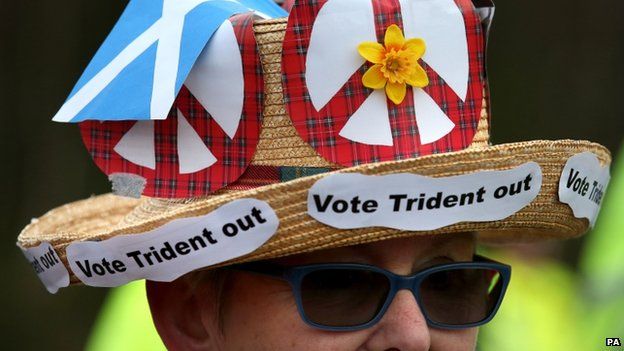 Protester at Faslane nuclear base (April 2015)