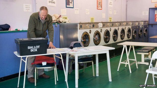 Polling station in a laundrette