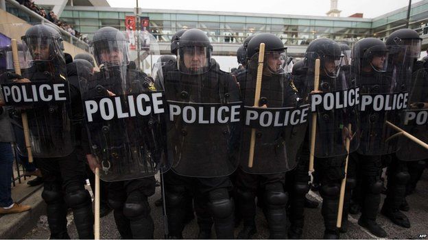 Baltimore police in riot gear