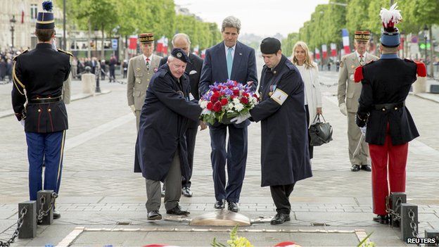John Kerry at VE Day ceremony in Paris on 8 May 2015