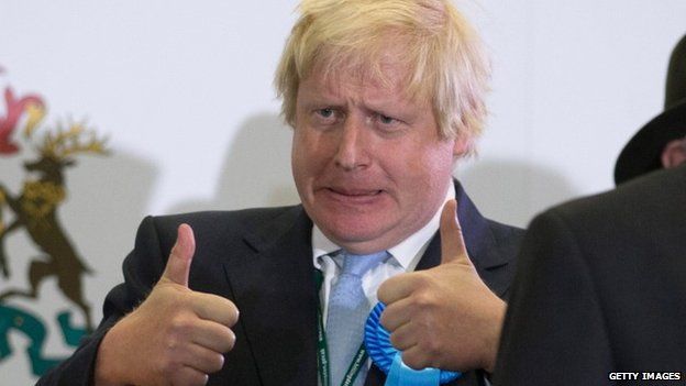 Boris Johnson celebrates his victory