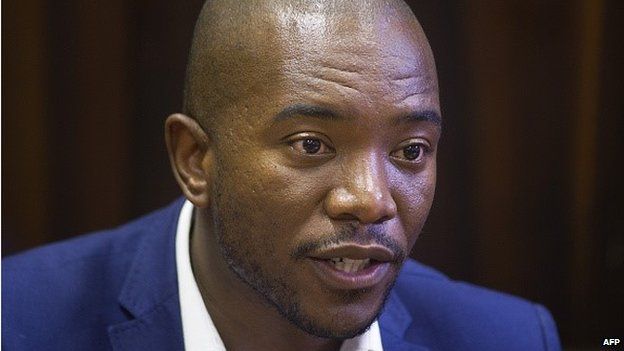 Mmusi Maimane, Parliamentary leader of the official opposition Democratic Alliance (DA), addresses a press conference on February 13, 2015, in Cape Town