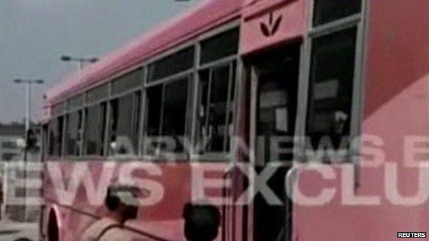 The bus filmed by media in Pakistan