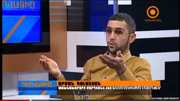 YouTube screenshot of Kentron TV interview with taxi driver Arman Galstyan