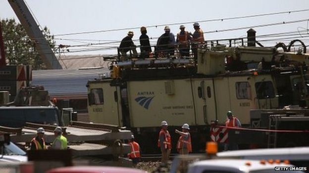 Investigators survey the crash scene