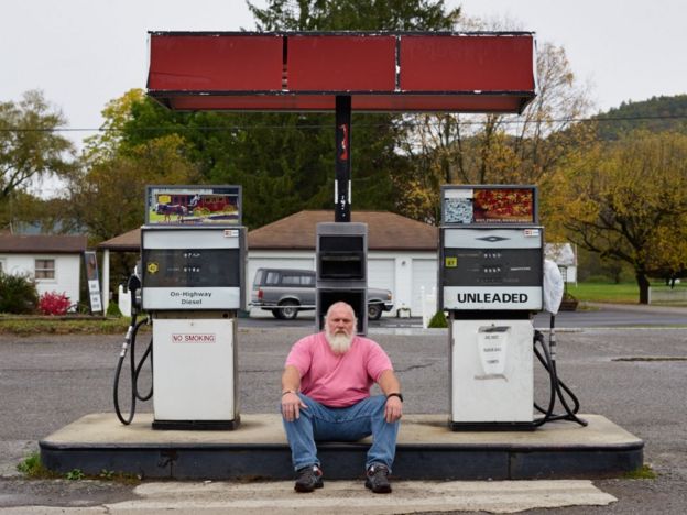 Man at petrol station