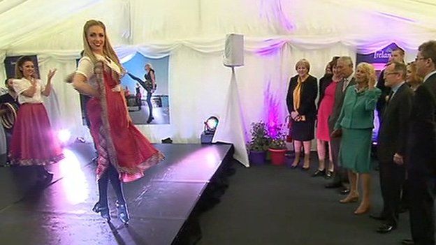 Charles and Camilla watch Irish dancers