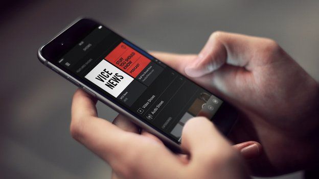 Vice News content is displayed in the new Spotify app