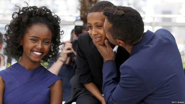 (L-R) Actress Kidist Siyum, actor Rediat Amare and director Yared Zeleke attend a photo call for Lamb during the Cannes Film Festival in Cannes, France - 20 May 2015