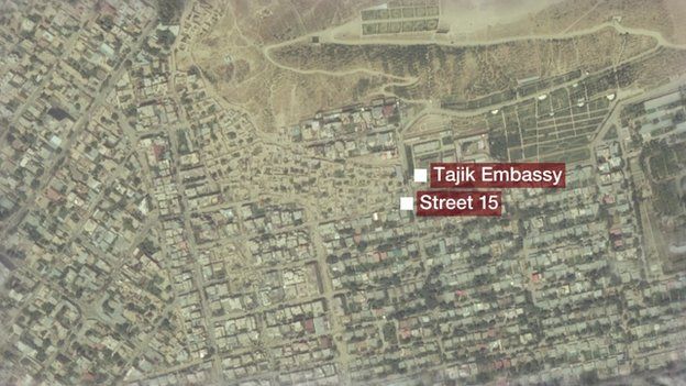 Map of Afghanistan showing Kabul and 15th St